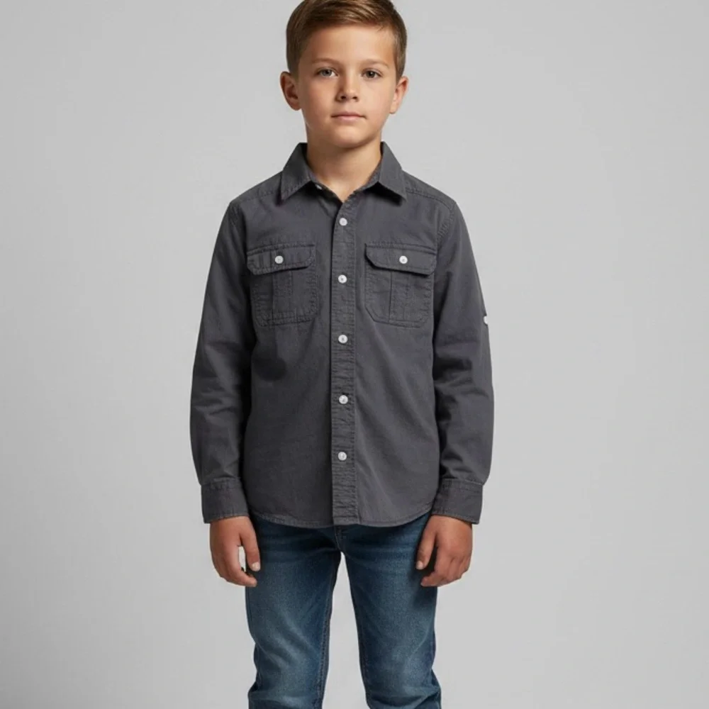 PD&C Boys Long Sleeve Button Down Utility Shirt - Size XL (7)